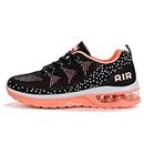 LIN&LV Women's Lightweight Athletic Running Shoes Breathable Sport Air Fitness Gym Jogging Sneakers Black Pink