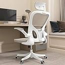 Monhey Ergonomic Office Chair, Office Chair with Lumbar Support & Headrest & Flip-up Arms Height Adjustable Rocking Home Office Desk Chairs Swivel High Back Computer Chair Warm Taupe Mesh Study Chair