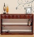 LALITA HANDICRAFT Sheesham Wood Console Table with 2 Drawers and 2 Shelf Storage for Living Room | Wooden Furniture Enterway Side Table for Home Office - Walnut Finish