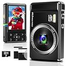 Digital Camera 4K 44MP Compact Digital Camera with 32GB SD Card for Photography, Autofocus Portable Mini Camera for Kids Beginners, Boys, Girls Teens with 16X Digital Zoom and 2 Batteries