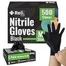 Reli. Black Nitrile Gloves, Medium | 500 Pack (3.5 Mil) | Disposable Gloves - Powder Free, Latex Free | Single-Use Gloves | Nitrile Gloves for Automotive Work, Cleaning, Cooking | Food Safe Gloves (M)