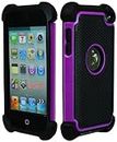 iPod Touch 4 Case, Bastex Hybrid Slim Fit Black Rubber Silicone Cover Hard Plastic Purple & Black Shock Case for Apple iPod Touch 4, 4th Generation
