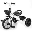 UBRAVOO Kids Trike Toddler Tricycle, 3 Wheel Bike for 2.5 to 5/2-4 Year Olds Boys Girls Trike with Front and Rear Storage Basket-White