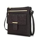MKF Crossbody Bag for Women – PU Leather Pocketbook Handbag Triple Compartment Messenger Purse – Shoulder Strap, Janni Chocolate, Medium