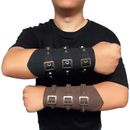 2 Pcs Leather Wristband Bracers Wrist Buckle Gauntlet Riding Arm Guard