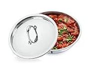 HAZEL Triply Stainless Steel Cookware I Triply Steel Tasra Kadai with Lid, 1.2 litres I Heavy Bottom Triply Cookware for Gas and Induction Cooktop | Multipurpose Tasra, Ideal for Daily Use