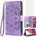 Asuwish Compatible with Samsung Galaxy S20 FE Gaxaly S 20 FE 5G UW 6.5 inch Wallet Case Tempered Glass Protector Flip Card Holder Cell Phone Cover for Glaxay S20FE5G S20FE 20S Fan Edition 4G G5 Purple