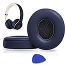 SoloWIT Earpads Cushions Replacement for Beats Solo 2 & Solo 3 Wireless On-Ear Headphones, Ear Pads with Soft Protein Leather, Added Thickness - (Navy Blue)