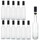 Encheng 12 oz Glass Bottles with Cork Lids,Home Brewing Bottles Juicing Bottles with Caps,Clear Beveage Bottles for Sparkling Wine,Kefir,Food Storage,Leak Proof,Dishware Safe,12Pack