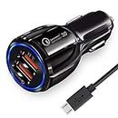 GoSale 3.1 Amp Dual USB Port Car Charger for Audi Q3 / Q 3 Car Charger | High Speed Rapid Fast Turbo QC 3.0 Android & Tablets Car Mobile Charger with Micro USB Charging Cable (QC, Multi)
