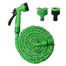25 Ft 3 Times Flexible Expanding Garden Water Hose Pipe with 7 Function Spray Gun and Universal 1/2'' 3/4'' Thread Tap Connector for Garden Watering Home Cleaning, Green