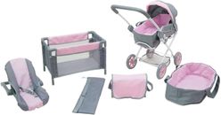 5 Pc Baby Doll Stroller Set - Baby Doll Accessories - Baby Doll Playset W/Doll