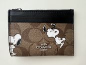 Coach X Peanuts Snoopy Mini  Id Case Signature Canvas, NWT