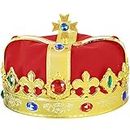 Regal Gold King Crown - Royal Red Felt Imperial Jeweled Mens and Womens Unisex Party Dress Up Accessory Crowns