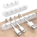 SOULWIT® 3-Pack Cable Holder Clips, Desktop Cable Organizer Cord Wire Management for USB Charging Cable Power Cord Mouse Cable PC Office Home (357-slot, white)