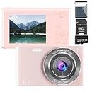 Acuvar 44MP Compact Point and Shoot Digital Camera, 16X Digital Zoom, 2.4 Inch Screen & 32GB SD Card, Vlogging Camera for Kids Teens Students Boys Girls Seniors (Pink)