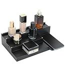Mongshin Cologne Organizer for Men,Black Wood Perfume Organizer,4 Tiered Cologne Stand Shelf with Hidden Compartment