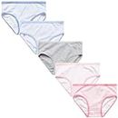 Laura Ashley Girls' Underwear - 5 Pack Stretch Cotton Briefs (Size: XS-L), Size Medium, Pink/White/Peri Stripes