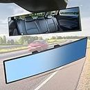 JOYTUTUS Rear View Mirror, Universal 11.81 Inch Panoramic Convex Rearview Mirror, Interior Clip-on Wide Angle Rear View Mirror to Reduce Blind Spot Effectively for Car SUV Trucks - Blue