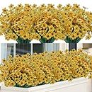 ArtBloom 20 Bundles Outdoor Artificial Flowers UV Resistant No Fade Fake Violet Flowers for Indoor Outside Hanging Plants Garden Patio Porch Window Box Home Wedding Farmhouse Decor (Yellow)
