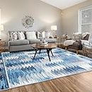 Home Beyond & HB design - 6x9 Area Rug, Non-Slip Washable Low Pile Soft Lightweight Thin Carpet Rugs for Bedroom Living Room Dining Room Kitchen Office Home Decor, Navy and Grey