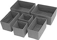 SimpleHouseware Foldable Cloth Storage Box Closet Dresser Drawer Divider Organizer Basket Bins for Underwear Bras, Dark Grey (Set of 6)