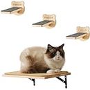 Gredak Cat Wall Shelves with 3 Cat Wall Steps, Cat Wall Furniture with Solid Rubber Cat Shelf with Sisal Mat, Cat Steps with Anti-Slip Pads, Cat Shelves for Wall, Wall Mounted Cat Furniture for Cat
