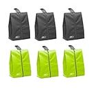 Lify Shoe Storage Organizer Bags Set, Water-Resistant Nylon Fabric with Sturdy Zipper for Traveling (6 Pack) (Florescent(Neon Green) & Grey)