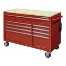 Husky Mobile Workbench Tool Chest With Solid Wood Top 52" W x 25" D Gloss Red