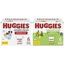 Baby Wipes, Huggies Simply Clean, UNSCENTED, Hypoallergenic, 6 Refill Packs, 1152 Count & Huggies Natural Care Sensitive, UNSCENTED, Hypoallergenic, 6 Refill Packs, 1008 Count