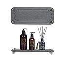 Adius Instant Dry Sink Caddy Organizers,Water Absorbing Stone Tray for Sink, Diatomaceous Earth Drying Rack,Sponge Soap Holder Dispenser, Prevents Moisture Buildup (Dark Grey A)