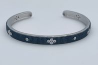 Freida Rothman Argent Sterling & Zircone Cubique Étroit Manchette Bracelet