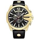 CURREN Men Watches Luxury Date Gold Male Fashion Leather Strap Outdoor Casual Sport Wristwatch with Big Dial (Gold Black)