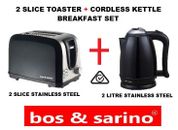BLACK 2 Slice Toaster + 2L Cordless Kettle Stainless Steel Combo Saver Package