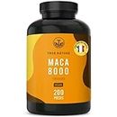 Maca 8000mg - Booster Vigueur, Énergie & Endurance - 200 Gélules d'Éxtrait de Racine de Maca Ginseng - Vegan - SANS: Additifs, Gluten & Lactose - TRUE NATURE