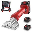 Vkdemer Cordless Horse Clippers,500W Heavy Duty Horse Grooming Clippers with 2 PCS Rechargeable 3000mAH Lithium Battery,6 Speed Professional Horse Grooming Kit for Horse,Large Dogs, Thick Coat Animals