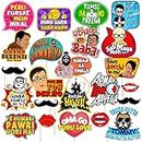 Zyozique Bollywood Funny Photo Booth Props - 23 pc Photobooth Kit - Movie Night Supplies - Bollywood Party Decorations