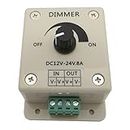 LED Dimmer/Schalter 12V DC Gleichspannung Drehdimmer für alle dimmbaren LED Lampen mit Stecker und Buchse (Dimmer 8A)