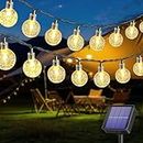 Guirlande lumineuse solaire d'extérieur 50 LED 8 m 8 modes solaires, étanche, pour extérieur/intérieur, éclairage pour jardin, arbres, terrasse, Noël, mariages, fêtes (blanc chaud)