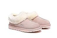 UGG Slippers Australian Premium Soft Sheepskin Wool Women's Slipper Winter Homey Cozy Shoes Pink US Women 4