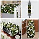 E-Retailer® Exclusive 3-Layered Polyester Combo Set of Appliances Cover (1 Pc. of Fridge Top Cover, 2 Pc Handle Cover, 1 Pc. of Microwave Oven Top Cover, 1 Pc. LPG Gas Cylinder Cover) (Color-Green, Leaf, Set Contains-5 Pcs.)