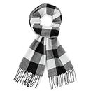Plaid Scarves for Men,vimate Classic Black and White Plaid Scarf for Women (CA-Black White Plaid)
