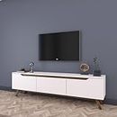 SPYDER HOME DECORE Craft Tv Stand Uniti Engineered 3 Door Tv Entertainment Unit Matte Grain (White&Brown)|Assembly -Diy (Do-It-Yourself), Engineered Wood