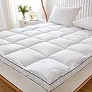 Queen Size Mattress Pad Topper - Extra Thick Quilted Fitted Mattress Protector Pillow Cotton Top with 21" Deep Pocket for 8-24 inches Mattress,Soft and Breathable Bed Topper Cover