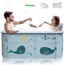 Luteti Extra Large Portable Foldable Bathtub with Metal Frame for Adult, Family SPA Soaking Tub, Thicken Multiple Layer Bathtub Ideal for Hot Bath Ice Bath 47x19x21inch