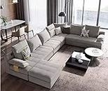 MIRFAR Modern Classic U Shape Sofa Set Furniture Seats Upholstery Fabric Sectional Living Room Sofa