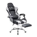Panana Gaming Racing Desk Chair Adjustable Hight Swivel Chair with Lumbar and Head Pillow (Grey)