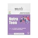 Trèsible Multivitamins for Teens | Nutra Teen 28 Tablets | 25 Essential Nutrients | Iron, Tomato Extract, Flaxseed Oil, CoQ10 | Vegan, Vegetarian, Gluten Free, Halal | No Synthetic Binders or Coating