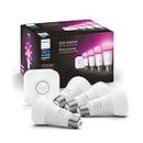 Philips Hue White &Colour Ambiance 10.5W (75W) A19 Base E26 LED Smart Bulb, Colour Changing, Bluetooth & Zigbee Compatible, Voice Activated with Alexa, Music Sync, Starter Kit 4-Set with Hue Bridge
