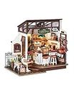 Rowood Miniature House Kit,Tiny House Kits to Build to Live in,DIY Wooden Crafts for Adults,Mini Model Kits with LED,Birthday for Teens(NO.17 Cafe)